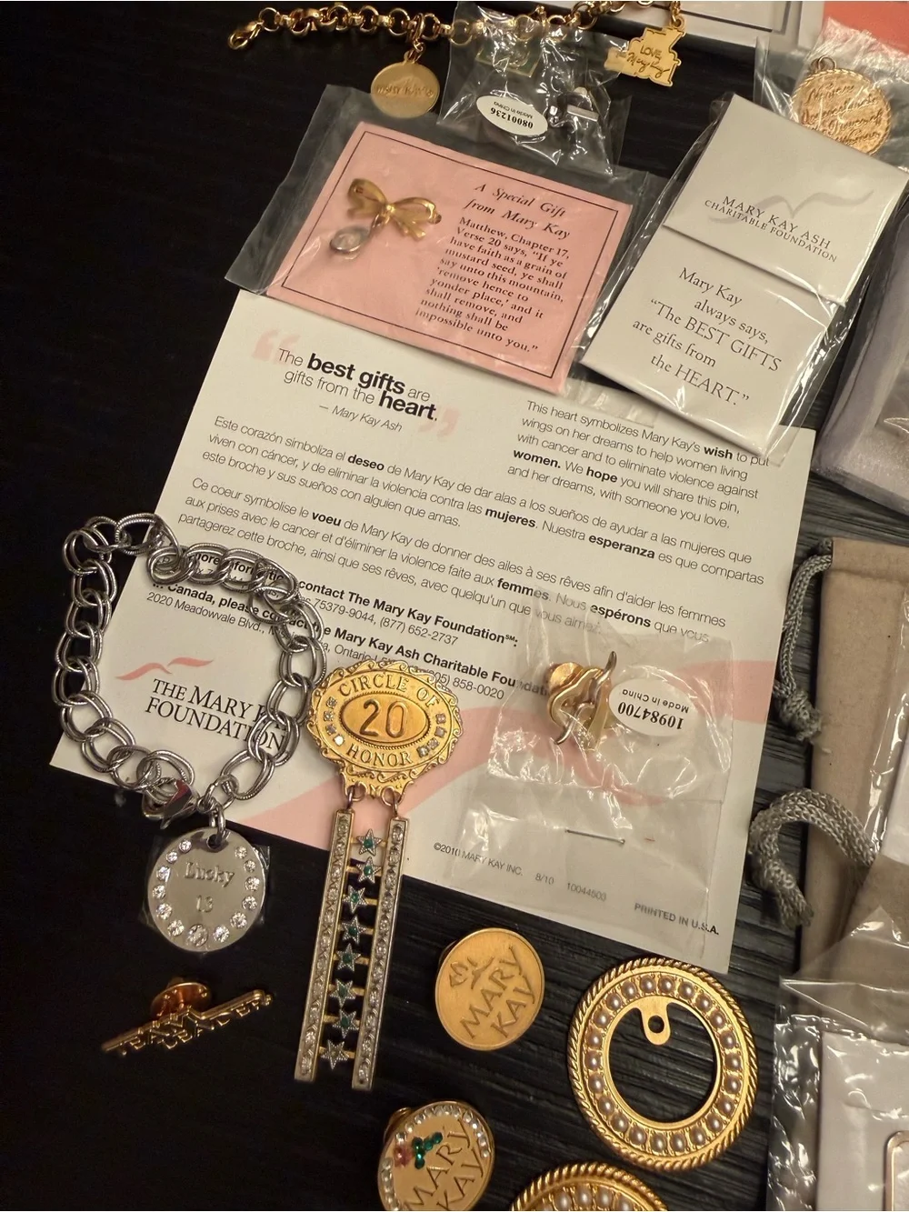 Mary Kay Bundle of Jewelry Pins Pin Enhancers Charms Bookmarks Assorted Lot